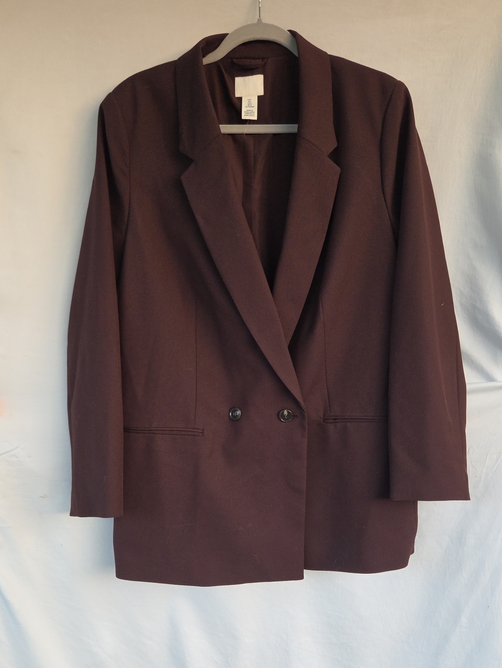 H&M Womens Double-Breasted Blazer in Dark Brown Sz L